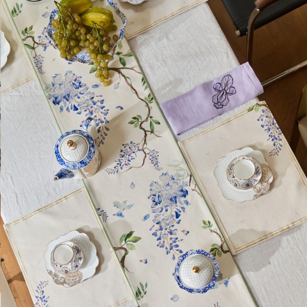Oriental Elegance Wisteria Pattern Table Runner