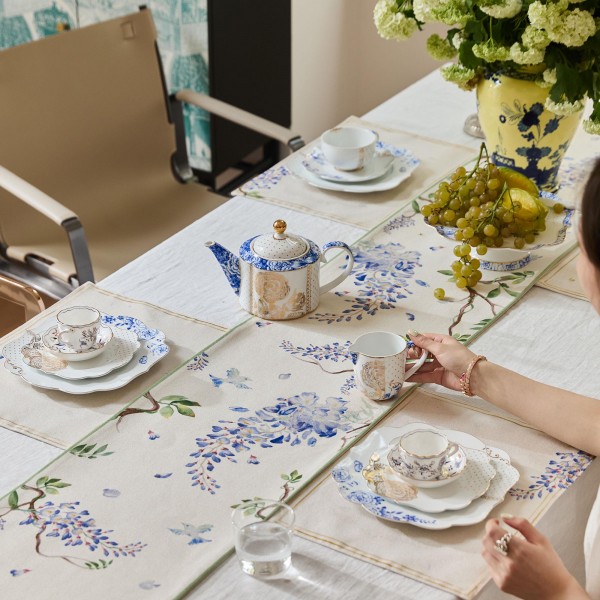 Oriental Elegance Wisteria Pattern Table Runner