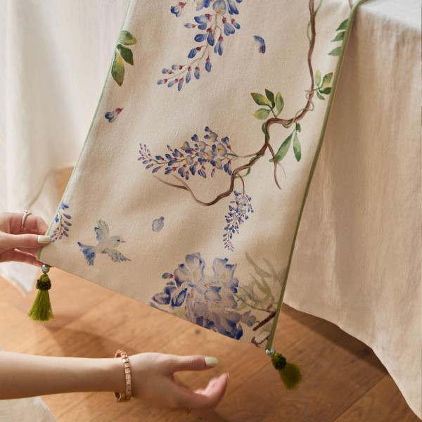 Oriental Elegance Wisteria Pattern Table Runner
