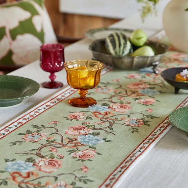 French Country Style Floral Table Runner