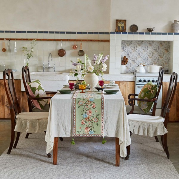French Country Style Floral Table Runner