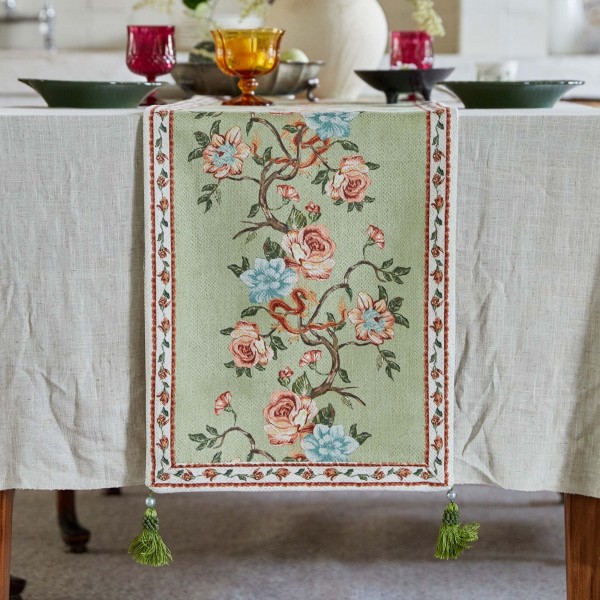 French Country Style Floral Table Runner