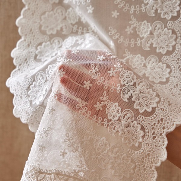White lace embroidered table runner