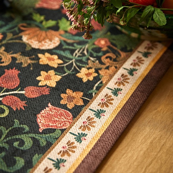 Dark floral plant pattern table runner