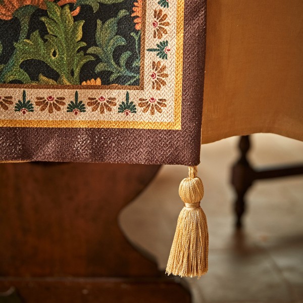 Dark floral plant pattern table runner