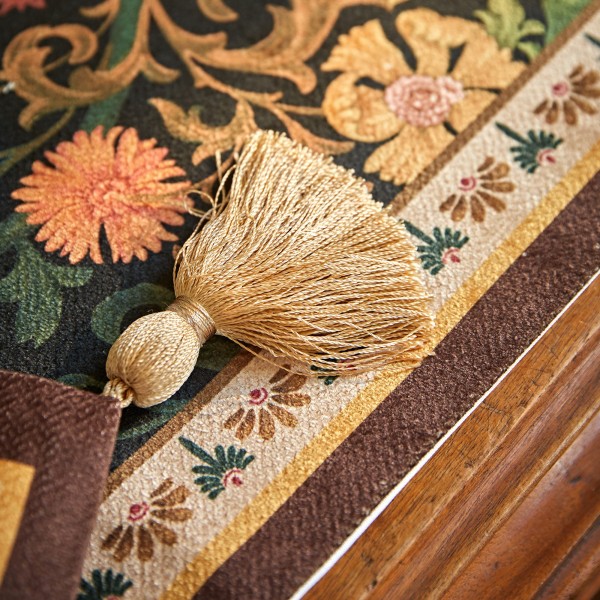 Dark floral plant pattern table runner