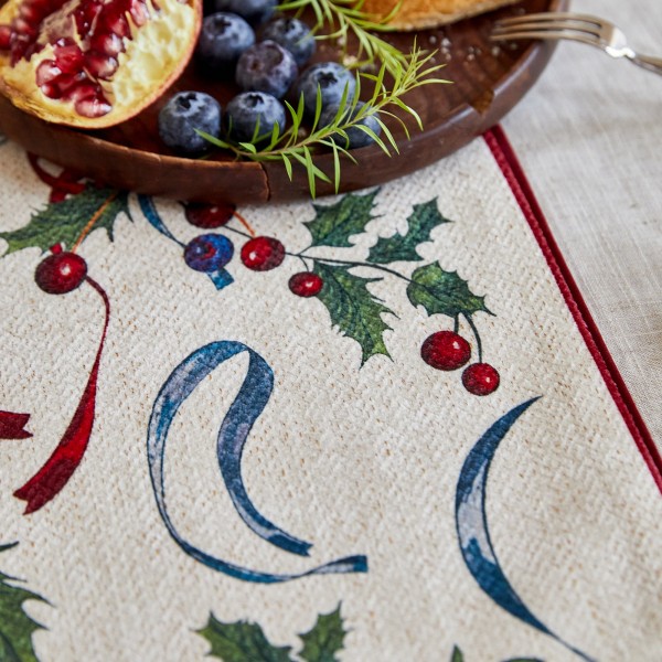 Holly and Cherry Table Runner