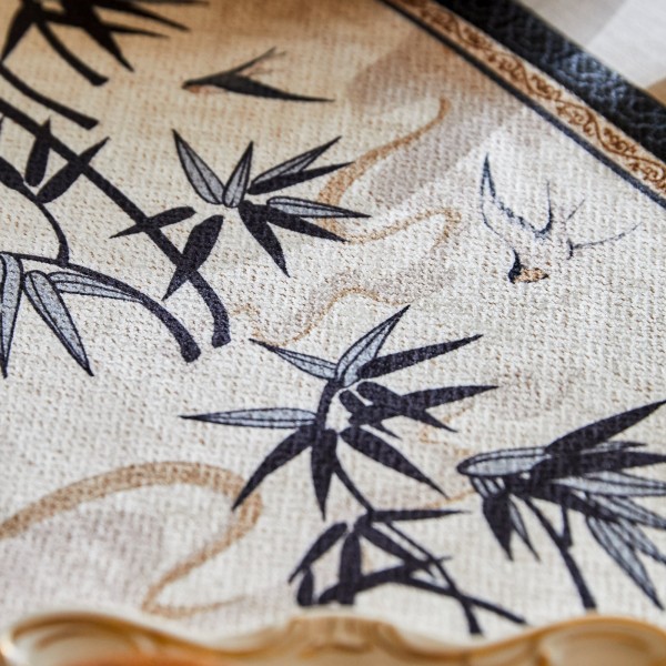 Ink Brown Bamboo Pattern Table Runner