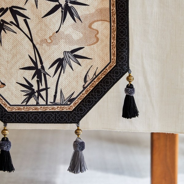 Ink Brown Bamboo Pattern Table Runner