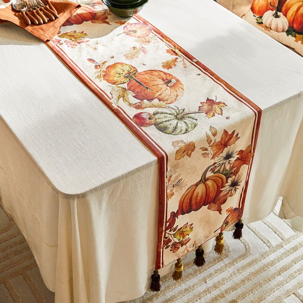 Pumpkin and Maple Leaf Table Runner