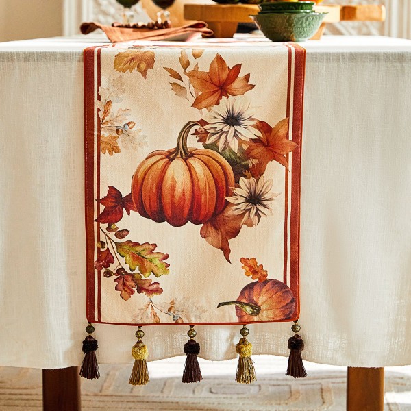 Pumpkin and Maple Leaf Table Runner