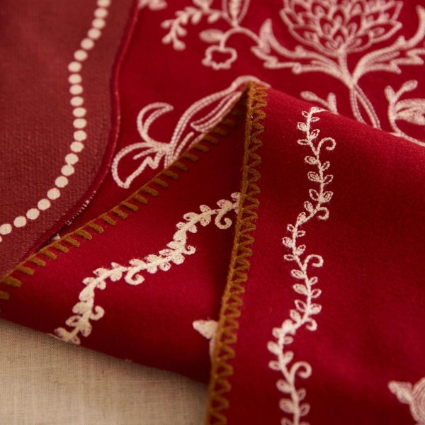 Red Table Runner with Charming Deer