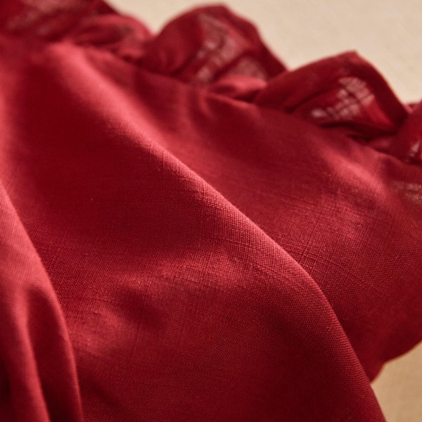 Ruffles Embellished Red Table Runner