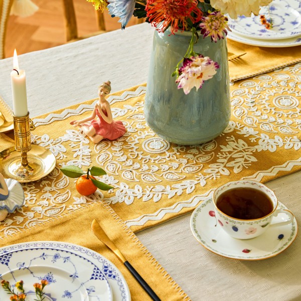 Simple embroidered table runner