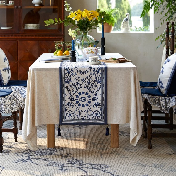 Unique indigo-dyed table runner