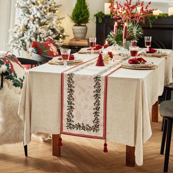 Holly Berry Print Table Runner