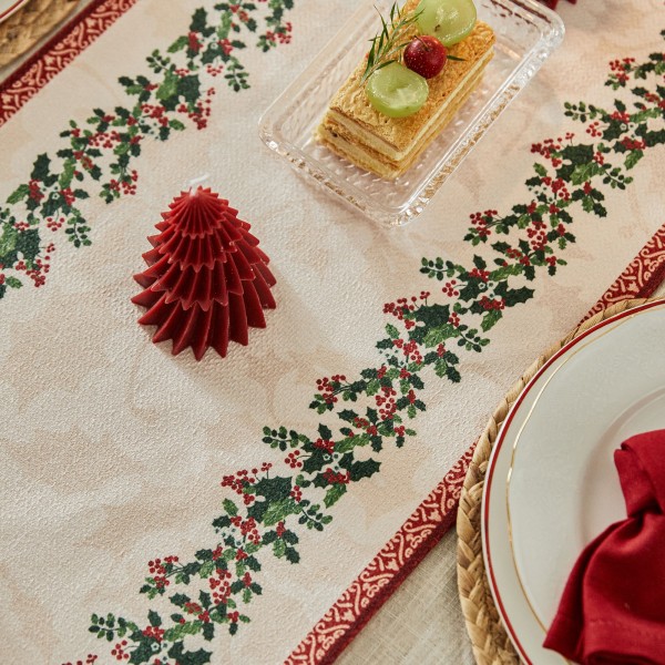 Holly Berry Print Table Runner