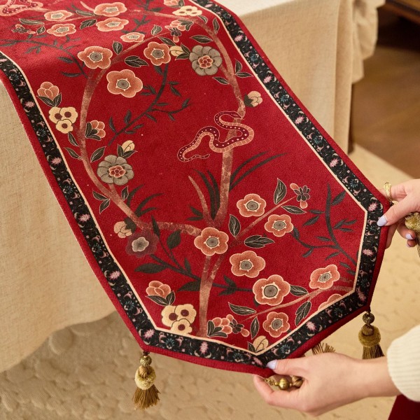 Snake and Floral Table Runner