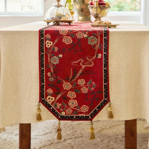 Snake and Floral Table Runner