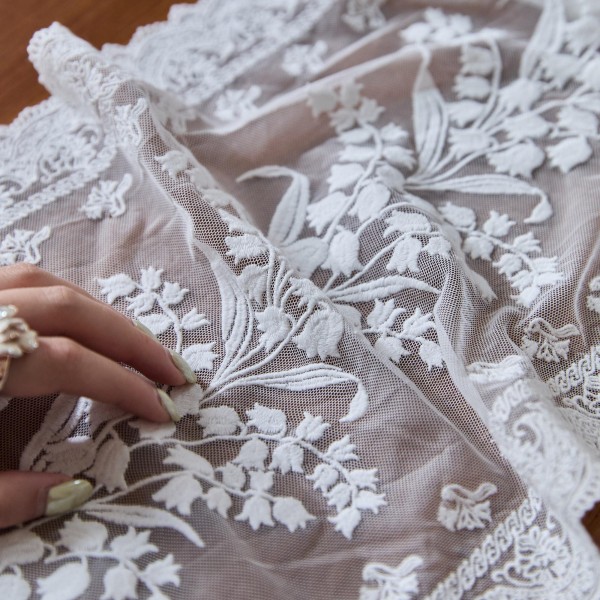 Lily of the Valley Embroidered Lace Table Runner